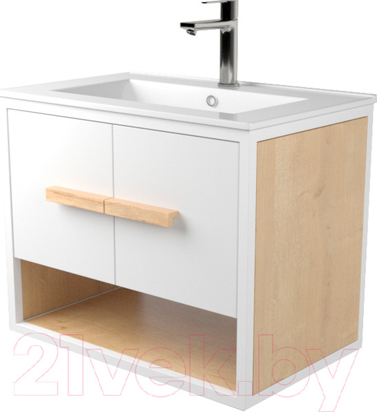 Изображение товара Тумба под умывальник Дабер 009 WeltWasser Deilbach 7517-60 / Т9.6W.1.5 (белый/дуб гамильтон натуральный)