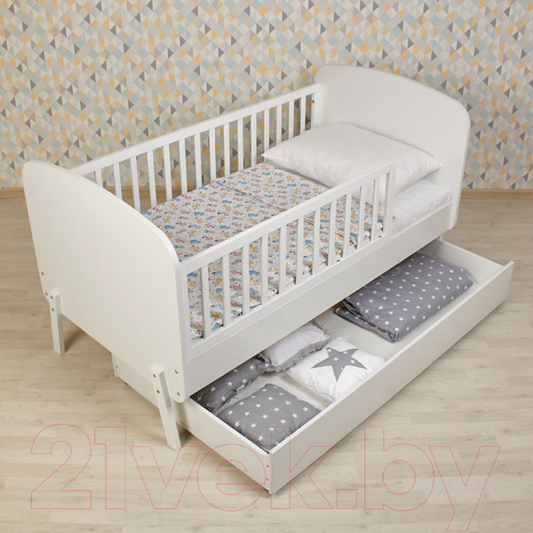 Изображение товара Детская кроватка Polini Kids Mirum 2010 c ящиком / 0003150-103 (белый)