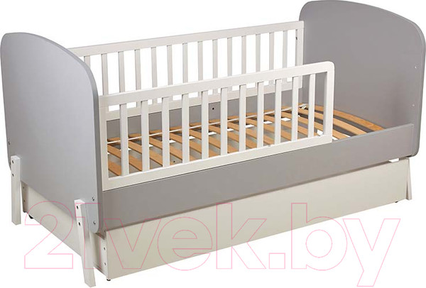 Изображение товара Детская кроватка Polini Kids Mirum 2010 c ящиком / 0003150-151 (серый/белый)