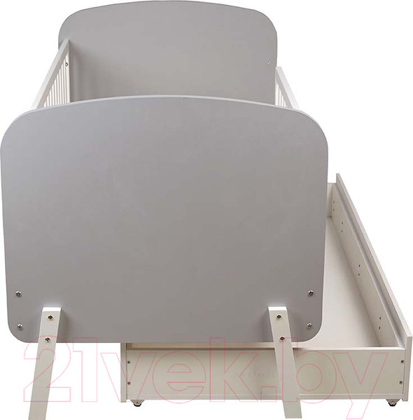 Изображение товара Детская кроватка Polini Kids Mirum 2010 c ящиком / 0003150-151 (серый/белый)