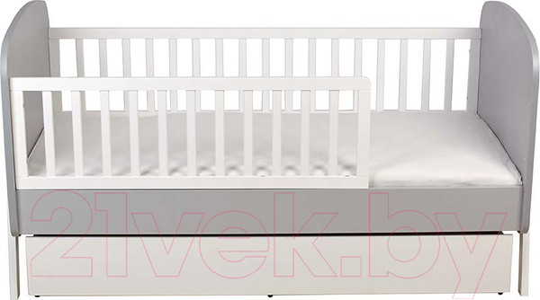 Изображение товара Детская кроватка Polini Kids Mirum 2010 c ящиком / 0003150-151 (серый/белый)