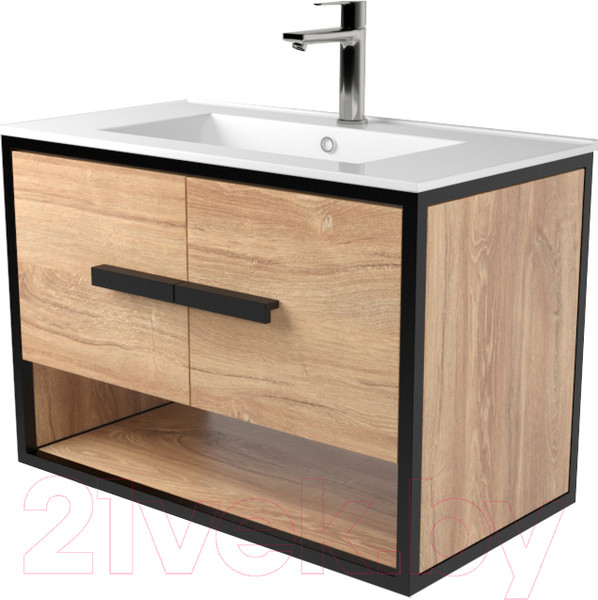 Изображение товара Тумба под умывальник Дабер 009 WeltWasser Deilbach 7517-70 / Т9.7W.2.6 (черный/дуб канзас коричневый)