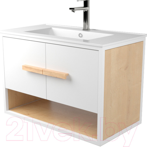 Изображение товара Тумба под умывальник Дабер 009 WeltWasser Deilbach 7517-70 / Т9.7W.1.5 (белый/дуб гамильтон натуральный)