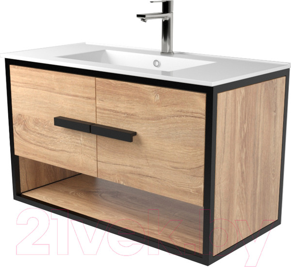 Изображение товара Тумба под умывальник Дабер 009 WeltWasser Deilbach 7517-80 / Т9.8W.2.6 (черный/дуб канзас коричневый)