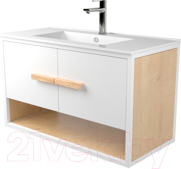 Изображение товара Тумба под умывальник Дабер 009 WeltWasser Deilbach 7517-80 / Т9.8W.1.5 (белый/дуб гамильтон натуральный)