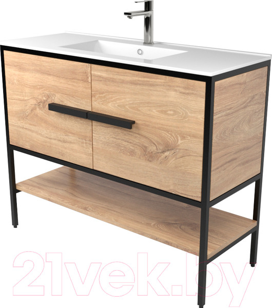 Изображение товара Тумба под умывальник Дабер 007 WeltWasser Deilbach 7517-100 / Т7.10W.2.6 (черный/дуб канзас коричневый)