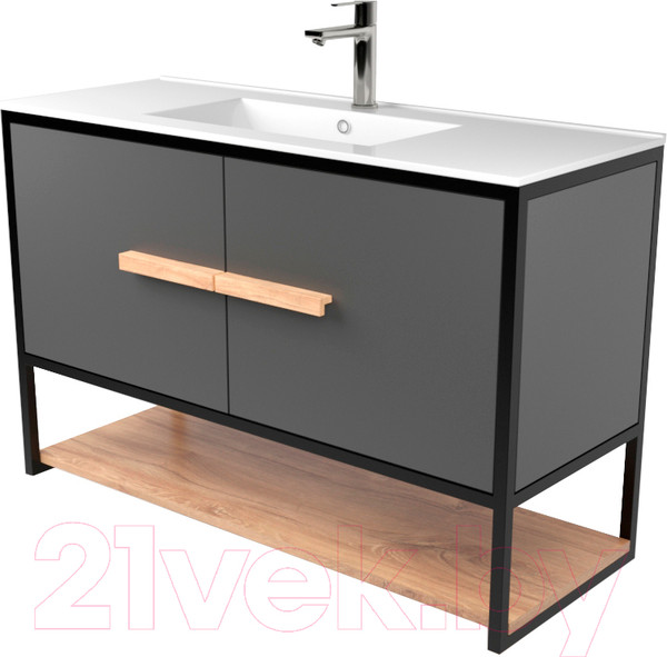 Изображение товара Тумба под умывальник Дабер 008 WeltWasser Deilbach 7517-100 / Т8.10W.2.4 (черный/серый/дуб канзас коричневый)