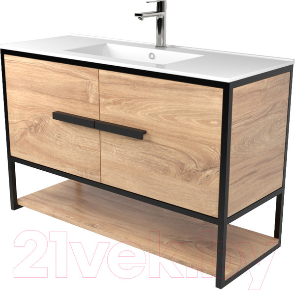 Изображение товара Тумба под умывальник Дабер 008 WeltWasser Deilbach 7517-100 / Т8.10W.2.6 (черный/дуб канзас коричневый)