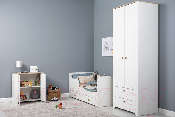 Изображение товара Тумба Mobi Джастин 16.228.02 (белый PE шагрень/дуб белый Exclusive OW D4430)