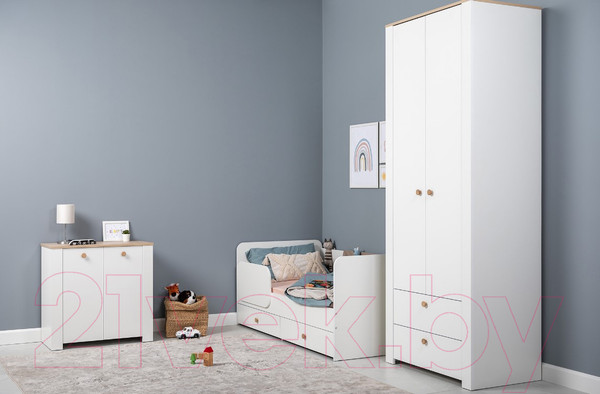 Изображение товара Тумба Mobi Джастин 16.228.02 (белый PE шагрень/дуб белый Exclusive OW D4430)