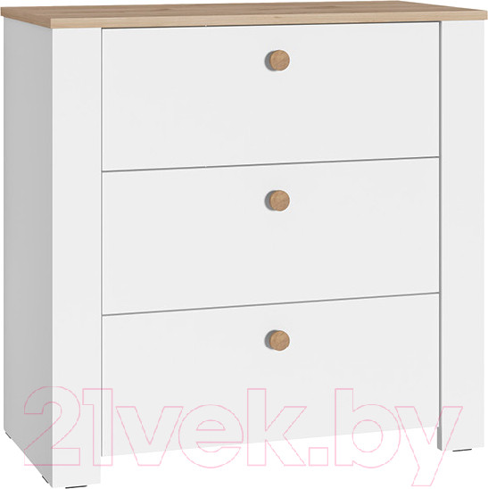 Изображение товара Комод Mobi Джастин 16.228.03 (белый PE шагрень/дуб белый Exclusive OW D4430)