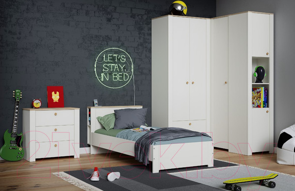 Изображение товара Комод Mobi Джастин 16.228.03 (белый PE шагрень/дуб белый Exclusive OW D4430)