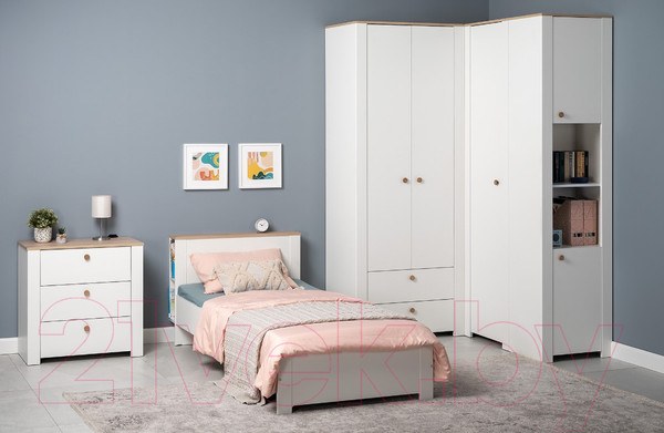 Изображение товара Комод Mobi Джастин 16.228.03 (белый PE шагрень/дуб белый Exclusive OW D4430)