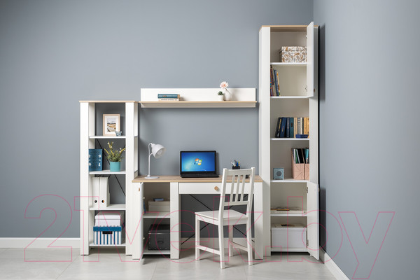 Изображение товара Стеллаж Mobi Джастин 13.354 (белый PE шагрень/дуб белый exclusive OW D4430)