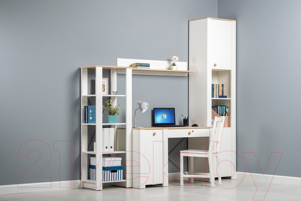 Изображение товара Стеллаж Mobi Джастин 13.354 (белый PE шагрень/дуб белый exclusive OW D4430)