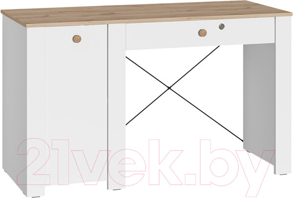 Изображение товара Письменный стол Mobi Джастин 12.154 (белый PE шагрень/дуб белый Exclusive OW D4430)