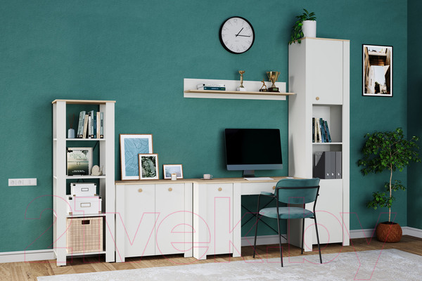 Изображение товара Письменный стол Mobi Джастин 12.154 (белый PE шагрень/дуб белый Exclusive OW D4430)