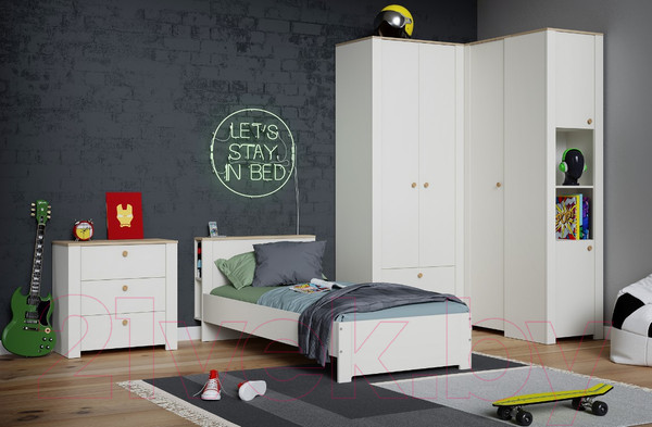 Изображение товара Шкаф-пенал Mobi Джастин 16.306 (белый PE шагрень/дуб белый Exclusive OW D4430)