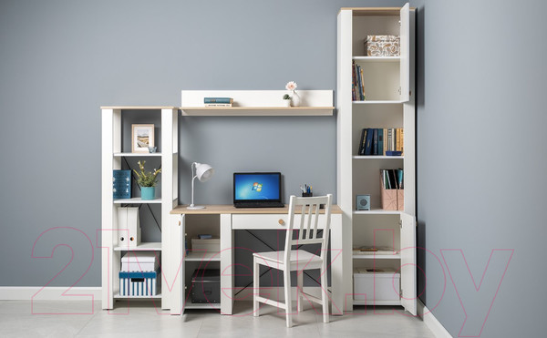 Изображение товара Шкаф-пенал Mobi Джастин 16.306 (белый PE шагрень/дуб белый Exclusive OW D4430)