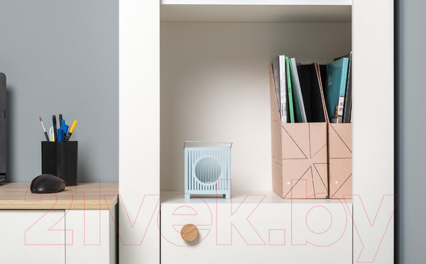 Изображение товара Шкаф-пенал Mobi Джастин 16.306 (белый PE шагрень/дуб белый Exclusive OW D4430)