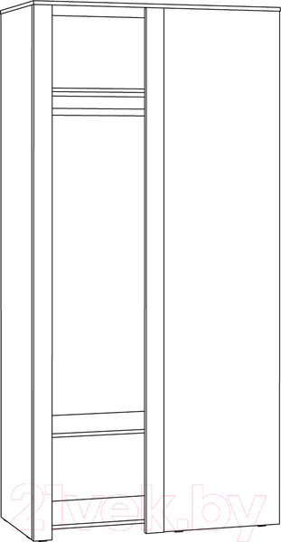 Изображение товара Шкаф Mobi Джастин 13.229 угловой (белый PE шагрень/дуб белый Exclusive OW D4430)