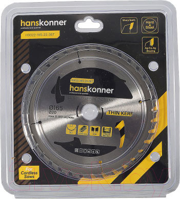 Изображение товара Пильный диск Hanskonner H9022-165-20-36T