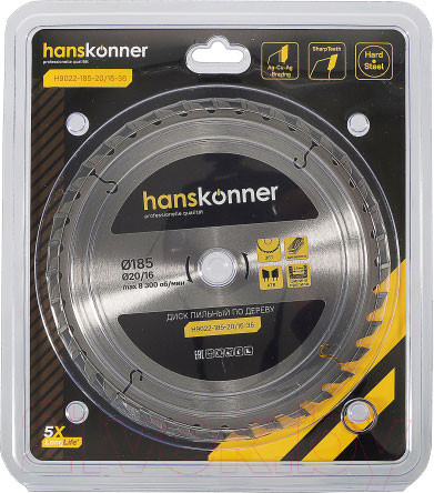 Изображение товара Пильный диск Hanskonner H9022-185-20/16-36