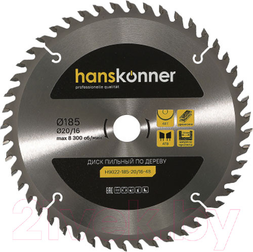 Изображение товара Пильный диск Hanskonner H9022-185-20/16-48