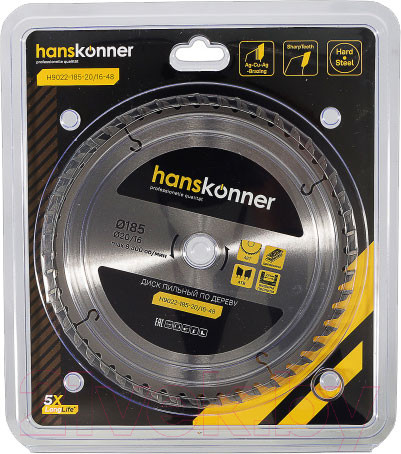 Изображение товара Пильный диск Hanskonner H9022-185-20/16-48