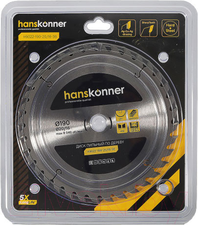 Изображение товара Пильный диск Hanskonner H9022-190-20/16-36