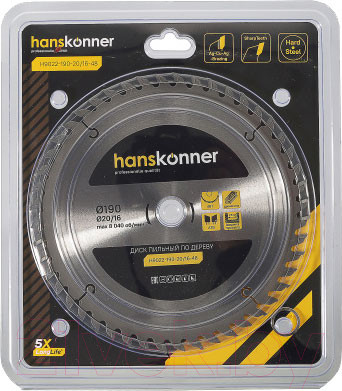 Изображение товара Пильный диск Hanskonner H9022-190-20/16-48