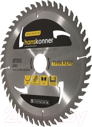 Изображение товара Пильный диск Hanskonner H9022-190-30-48T