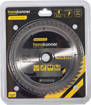 Изображение товара Пильный диск Hanskonner H9022-190-30-48T