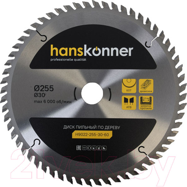Изображение товара Пильный диск Hanskonner H9022-255-30-60