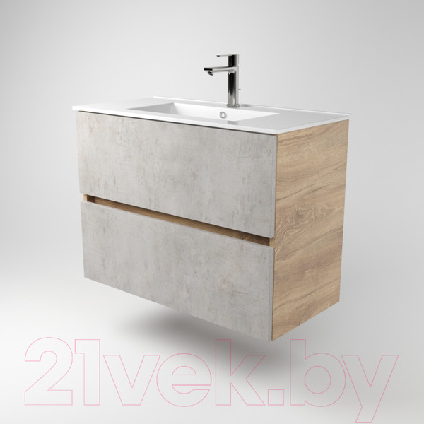 Изображение товара Тумба под умывальник Дабер 011 WeltWasser Deilbach 7517-60 / Т11.6W.0.7 (дуб канзас коричневый/бетон чикаго)