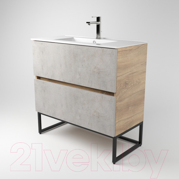 Изображение товара Тумба под умывальник Дабер 012 WeltWasser Deilbach 7517-60 / Т12.6W.2.7 (дуб канзас коричневый/бетон чикаго)