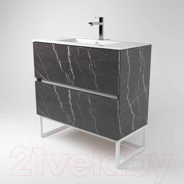 Изображение товара Тумба под умывальник Дабер 012 WeltWasser Deilbach 7517-60 / Т12.6W.1.12Б (мрамор черный/белый)