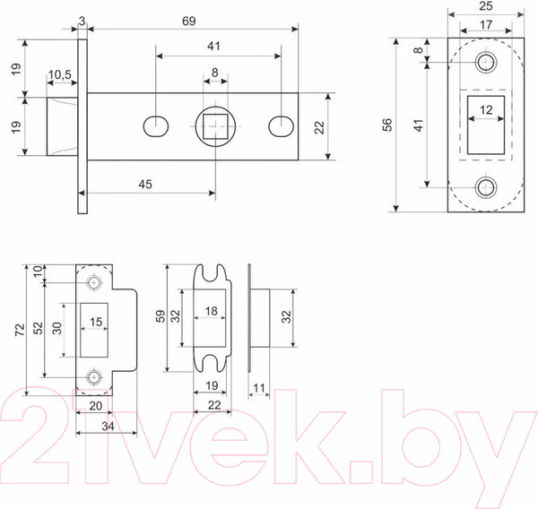 Изображение товара Ручка дверная УЗК Аллюр Арт Венсан BL+L45-8 BL 26150/S45 / 15198 (черный матовый)