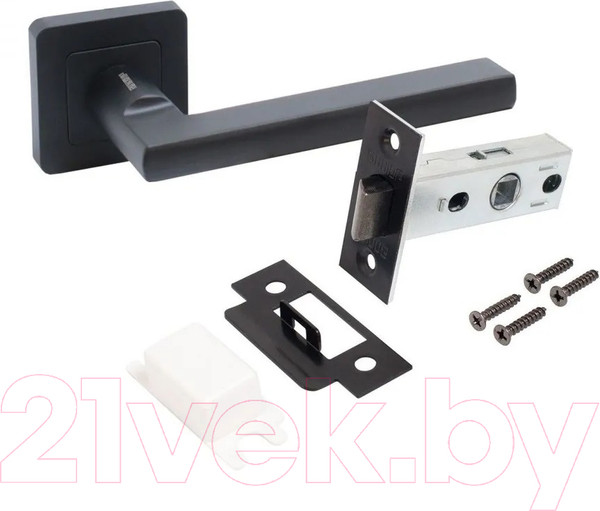 Изображение товара Ручка дверная УЗК Аллюр Арт Венсан BL+L45-8 BL 26150/S45 / 15198 (черный матовый)