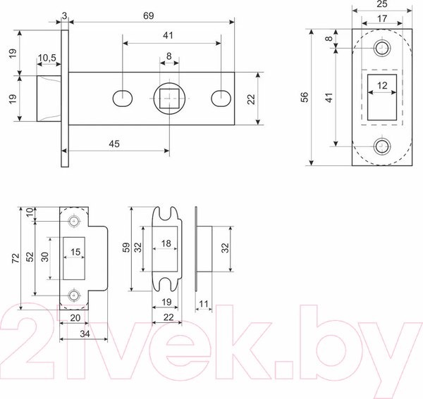 Изображение товара Ручка дверная УЗК Аллюр Арт Коломбо BL+L45-8 BL 23150/S45 / 15200 (черный матовый)