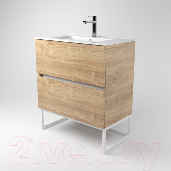 Изображение товара Тумба под умывальник Дабер 012 WeltWasser Deilbach 7517-80 / Т12.8W.1.6Б (дуб канзас коричневый/белый)