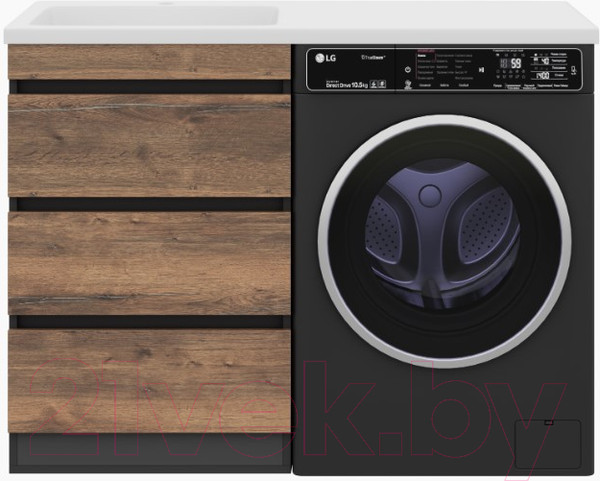 Изображение товара Тумба под умывальник Misty Коломбо 60 / П-Кол06060-0113Я (напольная, черный/темное дерево)