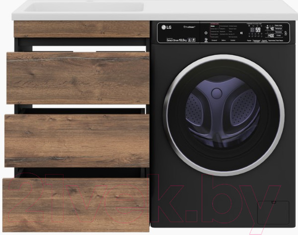 Изображение товара Тумба под умывальник Misty Коломбо 60 / П-Кол06060-0113Я (напольная, черный/темное дерево)