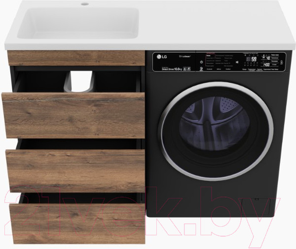 Изображение товара Тумба под умывальник Misty Коломбо 60 / П-Кол06060-0113Я (напольная, черный/темное дерево)