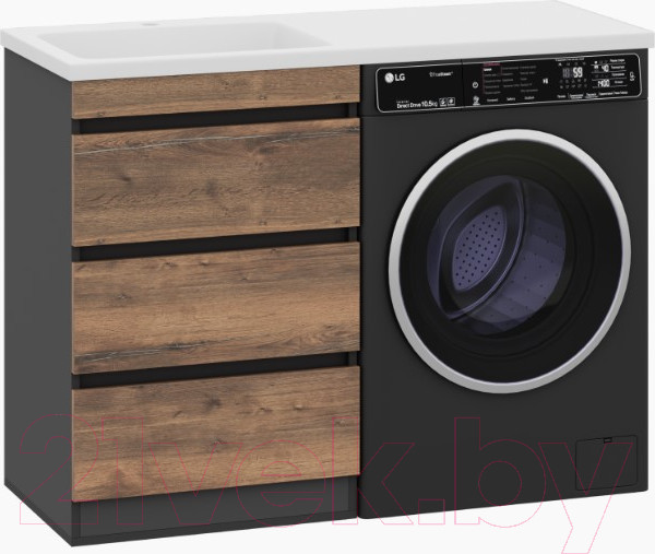 Изображение товара Тумба под умывальник Misty Коломбо 60 / П-Кол06060-0113Я (напольная, черный/темное дерево)