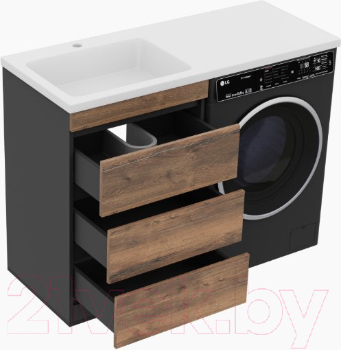 Изображение товара Тумба под умывальник Misty Коломбо 60 / П-Кол06060-0113Я (напольная, черный/темное дерево)