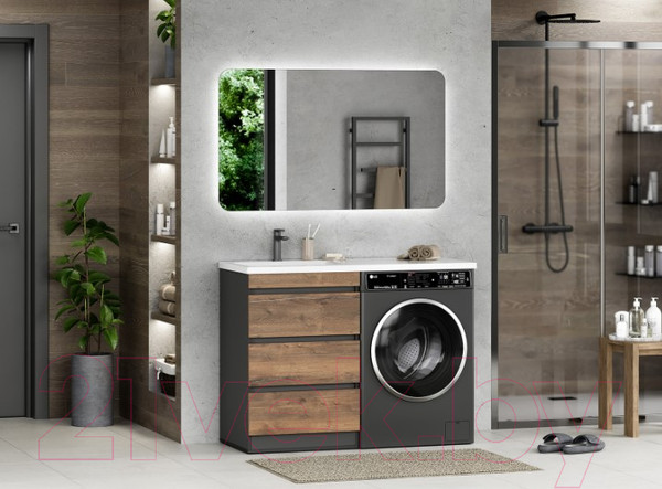 Изображение товара Тумба под умывальник Misty Коломбо 60 / П-Кол06060-0113Я (напольная, черный/темное дерево)