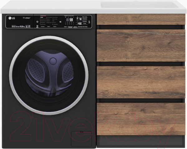 Изображение товара Тумба под умывальник Misty Коломбо 60 / П-Кол06060-0113Я (напольная, черный/темное дерево)