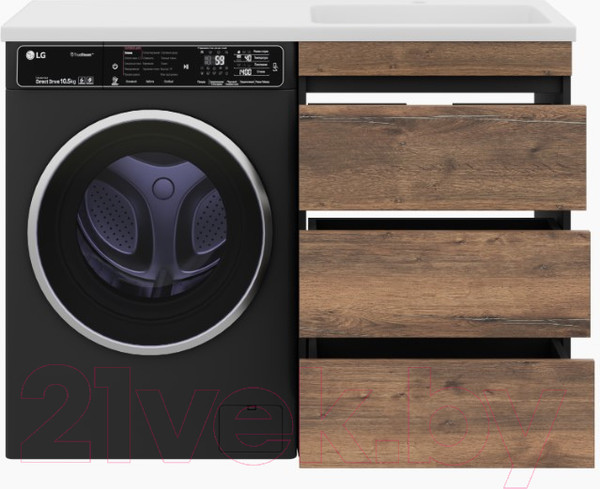 Изображение товара Тумба под умывальник Misty Коломбо 60 / П-Кол06060-0113Я (напольная, черный/темное дерево)