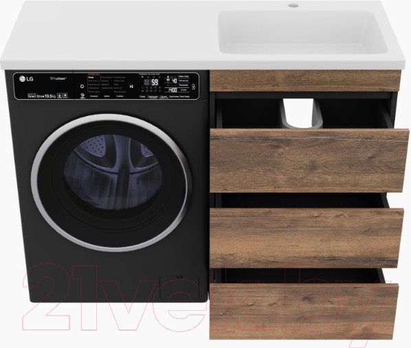 Изображение товара Тумба под умывальник Misty Коломбо 60 / П-Кол06060-0113Я (напольная, черный/темное дерево)